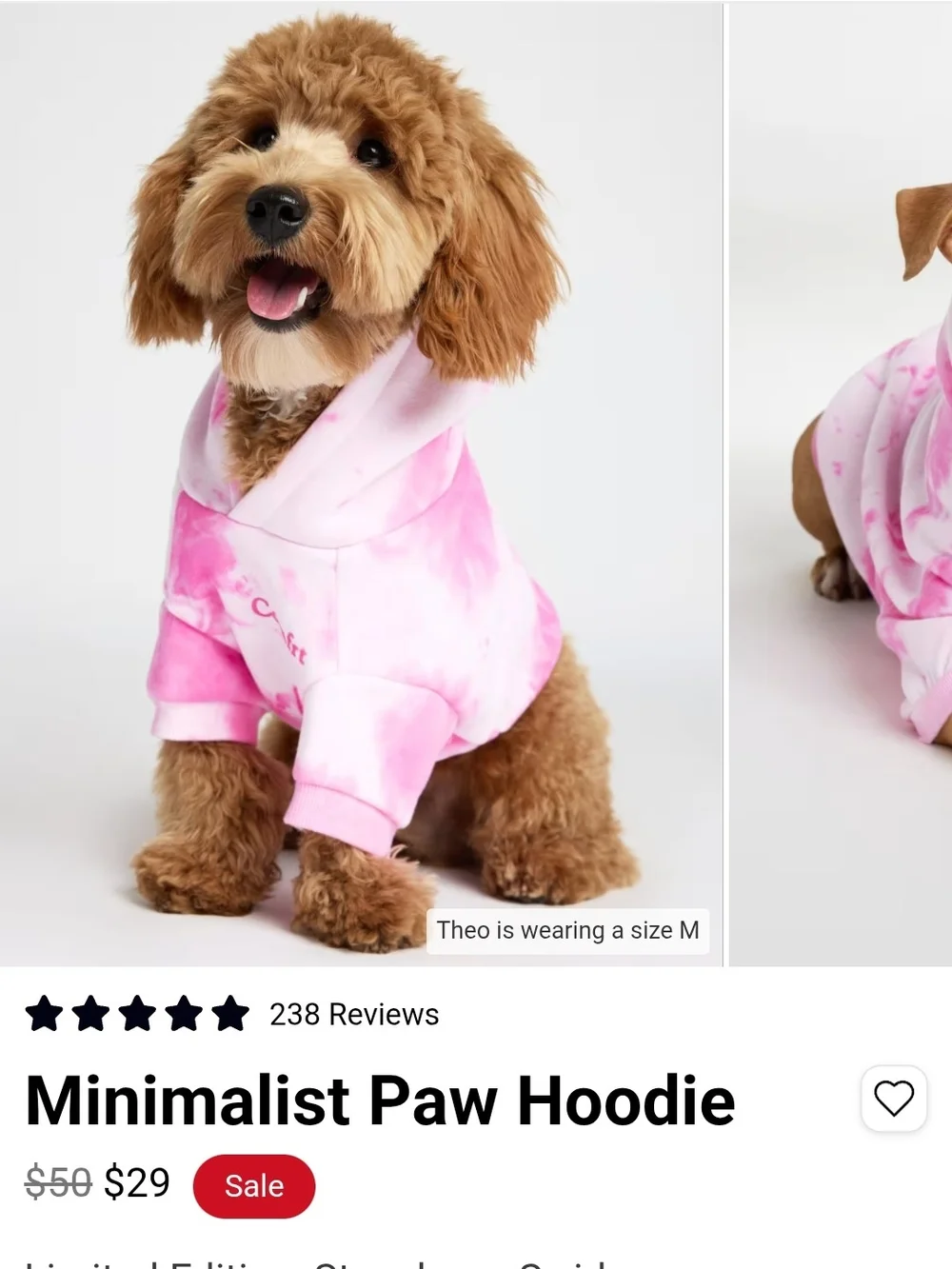 Minimalist Paw Tie-Dye Dog Hoodie — Pink